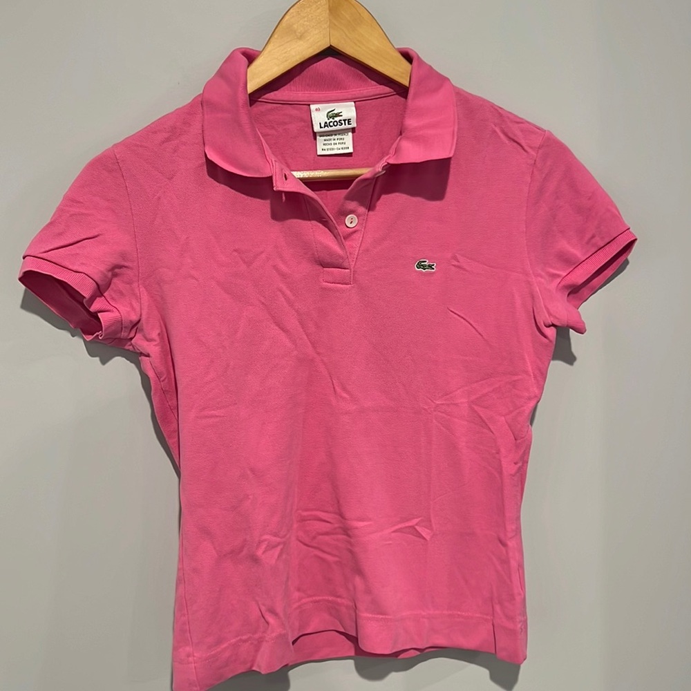 Pink Lacoste polo